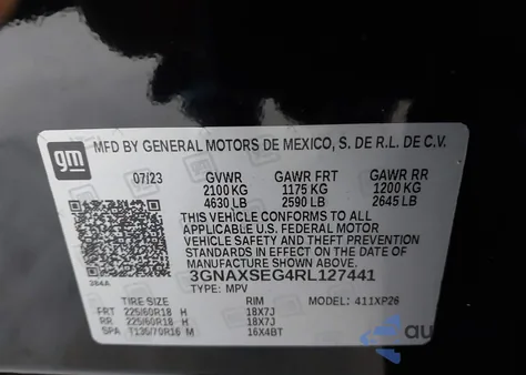 2024 Chevrolet Equinox Awd Ls из США, поврежденный, VIN 3GNAXSEG4RL127441